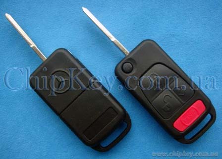 Ключ Mercedes выкидной (корпус) 3 кнопки 1(Panic), лезвие hu64p