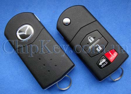 Ключ Mazda CC43-67-6RYB 3, 5, 6 выкидной 4 кнопки, с чипом id63, 315 Mhz FCC ID:BG8X1T478SKE12501