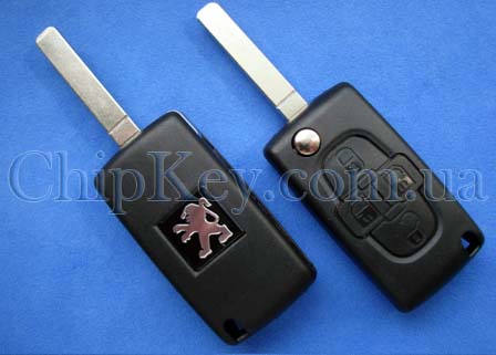 Peugeot выкидной ключ (корпус) 4 кнопки, лезвие VA2, без крепления для батарейки