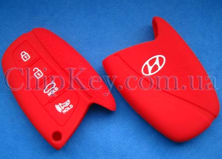 Hyundai Santa Fe Smart Key силиконовый чехол 4 кнопки, красный