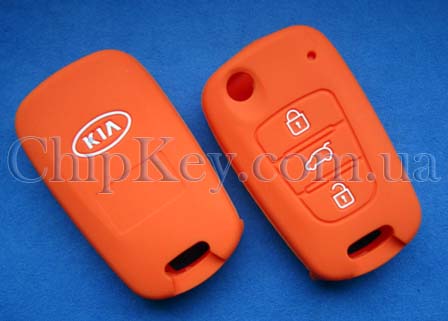 Чехол Kia силиконовый 3 кнопки, оранжевый