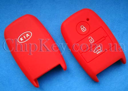 Чехол Kia смарт кей силиконовый 3 кнопки, красный