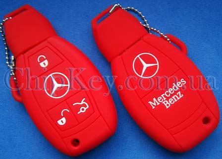 Чехол Mercedes smart key силиконовый 3 кнопки, красный