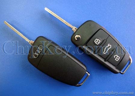 Ключ Audi выкидной 3 кнопки 1 кнопка(Panic) USA 315 Mhz, c чипом ID48(A2), 8V0 837 220R  FCC MYT 4073A, Original