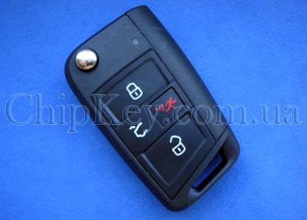 SEAT выкидной ключ 3 кнопки 1 кнопка (Panic) с платой 5 F0 959 752 C - 315 Mhz, с ID48 чипом